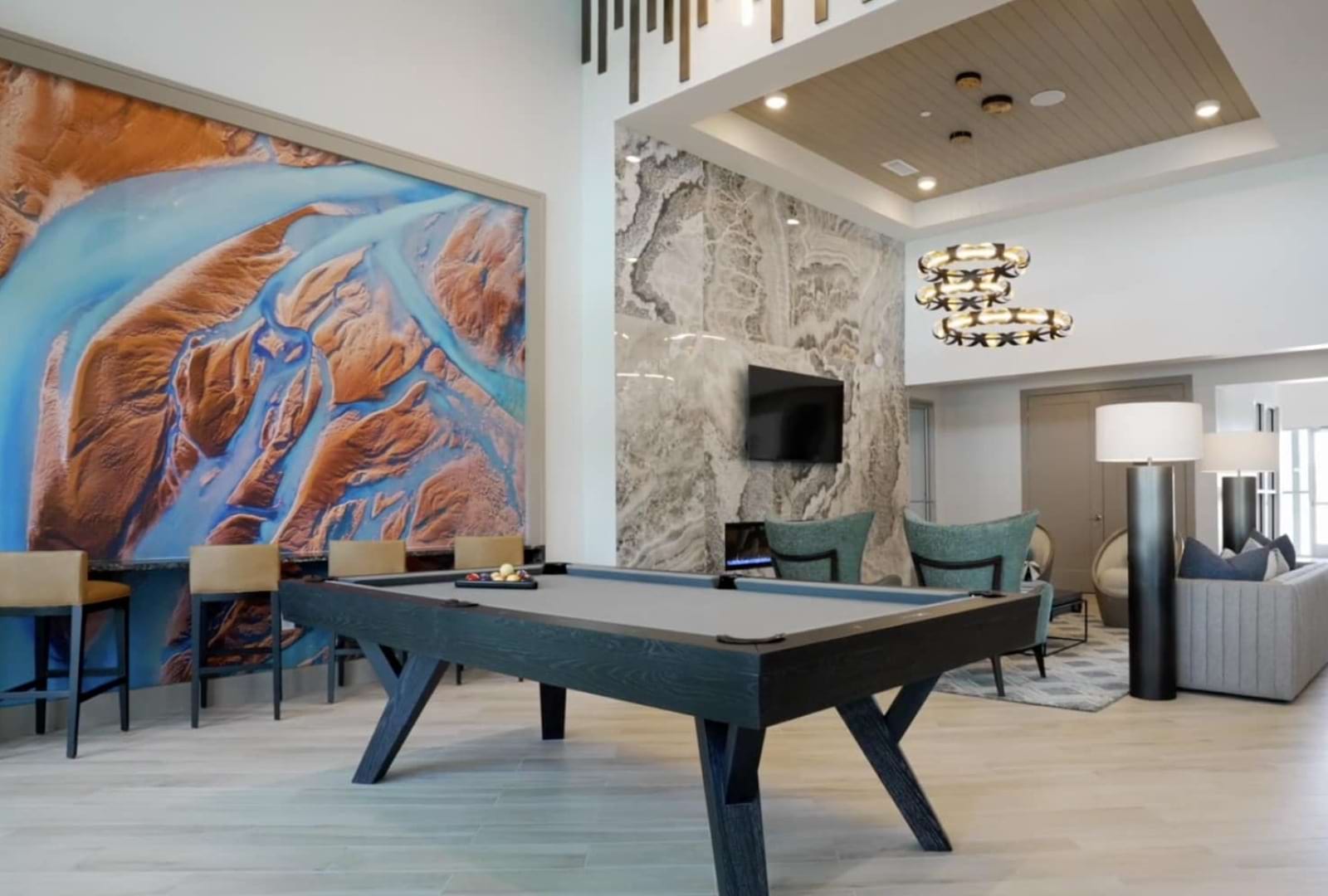 lounge with a pool table